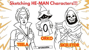 He-Man Character Sketches ✍️ | Orko, Teela & Skeletor | 90s Cartoon Nostalgia with Micron Pens