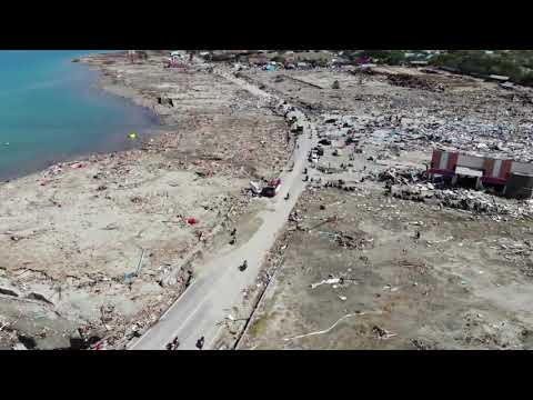 Tsunami en Indonésie  les dégâts vus du ciel à Palu