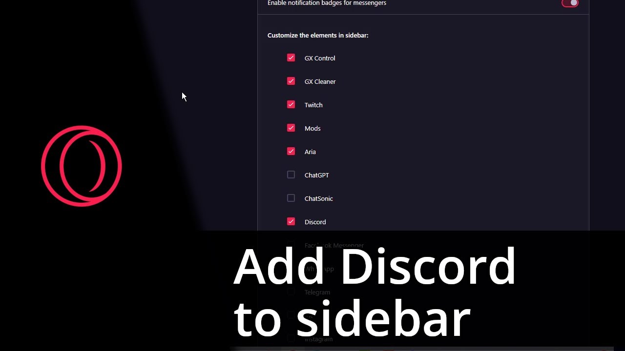 How to add Discord to sidebar in Opera GX Tutorial - YouTube