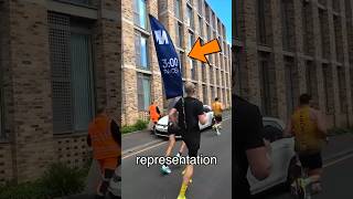 Chasing 3 hour flag with 1 mile left... #marathon #run @thisisjogon