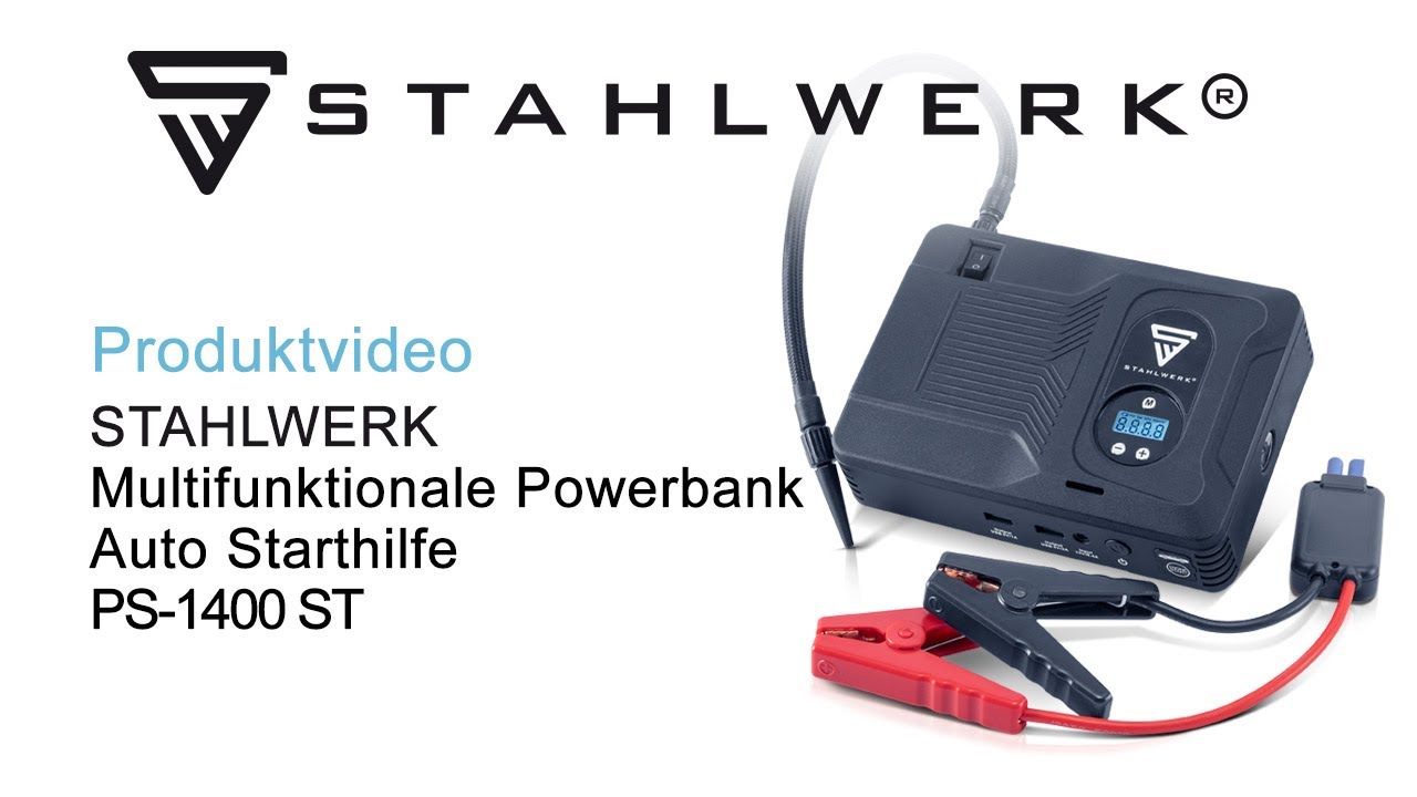 STAHLWERK Multifunktionale Powerbank Auto Starthilfe PS-1400 ST 