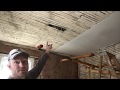 Hanging drywall in a room in a old house solo part 4 bedroom rehab