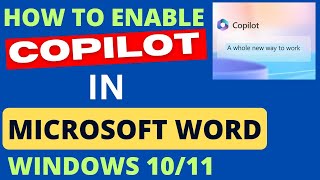 enable copilot in microsoft word in windows 11