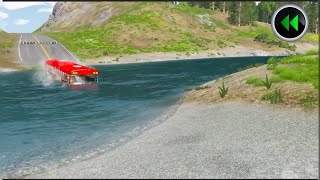 Bus vs Deep Water - Speed Bumps - Truck Bus Rescue - Reverse Bus vs Deep Water - BeamNG Drive screenshot 4