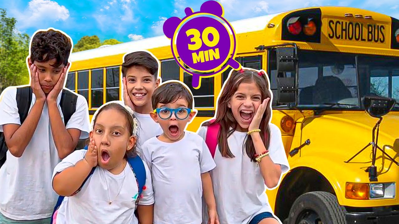 Jogo de papel educativo de ônibus escolar para crianças cortar e