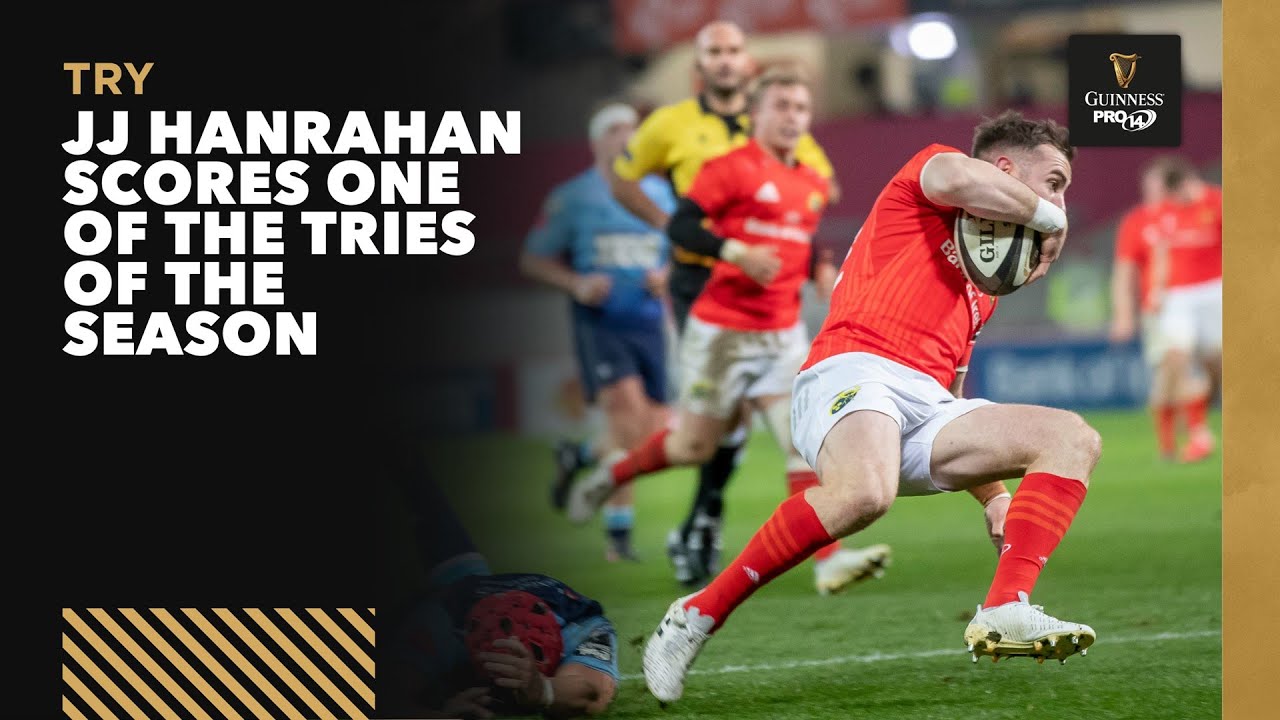 JJ Hanrahan finishes a flowing move for Munster