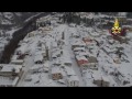 Aerial Video Shows Earthquake Damaged Amatrice Blanketed in Snow