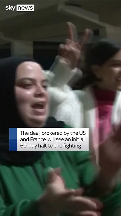 Displaced people celebrate in Lebanon after ceasefire with Israel agreed