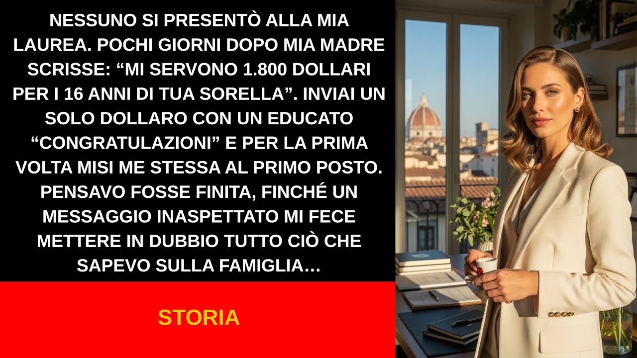 Nessuno venne alla mia laurea giorni dopo mia madre chiese 1800 dollari per mia sorella scelsi me