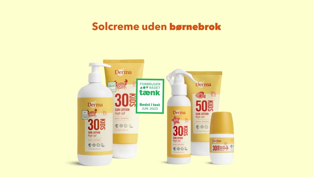 Derma Sun Kids solcreme! Faktor 50 til børn - Giv dit barns hud den bedste beskyttelse i solen