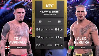 Tom Aspinall vs Alex Pereira Full Fight - UFC 5 Fight Night