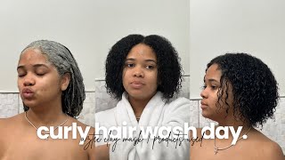 CURLY HAIR WASH DAY: AZTEC CLAY MASK | PRODUCTS USED