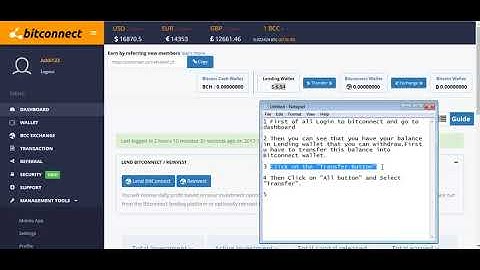 How to Transfer money from lending wallet to  Bitconnect wallet