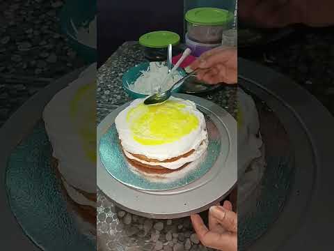 pineapple 🍍 flavoured gel cake making idea#subscribe#viral#birthdaycake#pineapplecake#gelcake