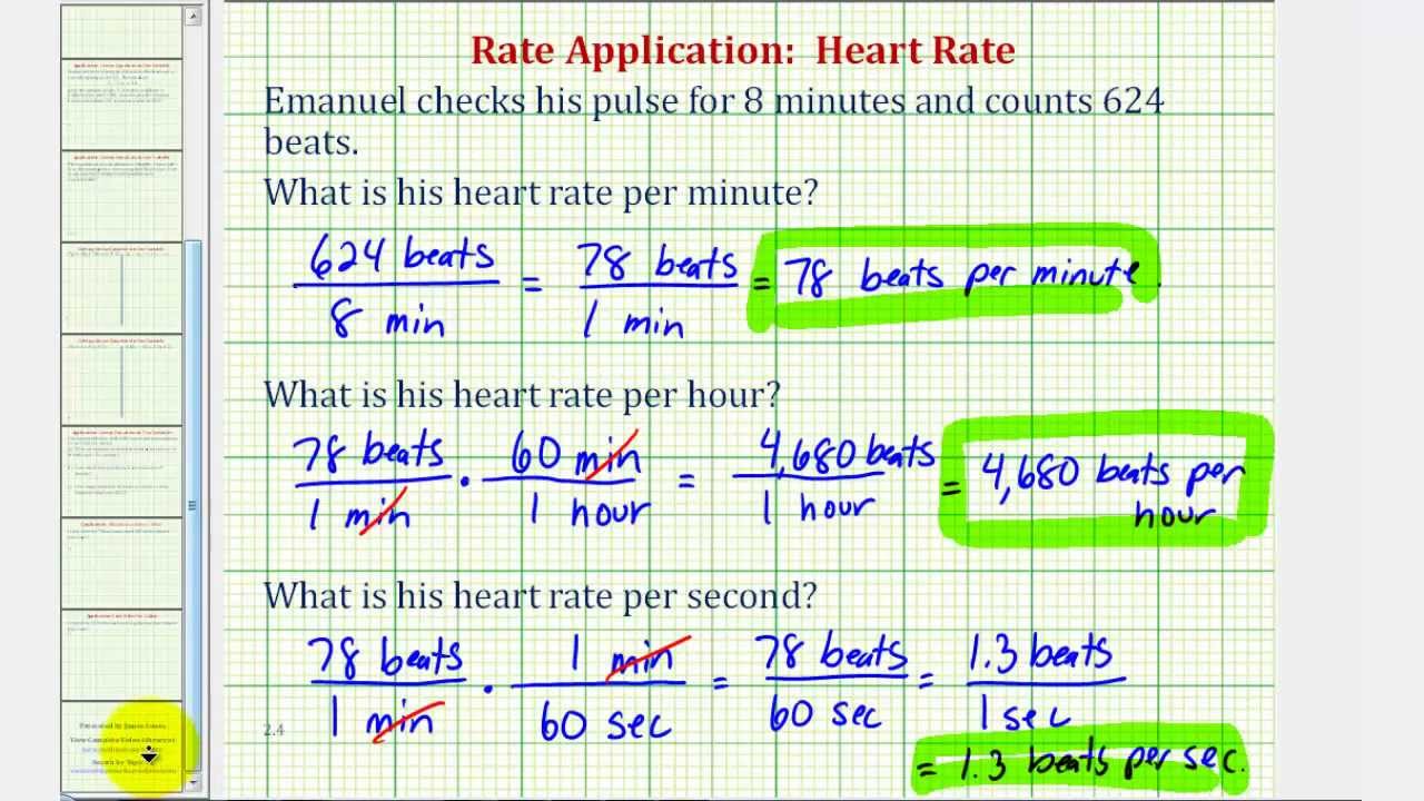 Ex: Determine Heart Rate Using Different Units of Time (Unit Rates) -  YouTube