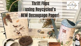 Thrift Flips using NEW Roycycled Decoupage Paper | How to Decoupage | Using IOD Moulds | Cottagecore