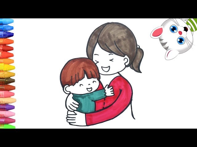 Làm Thế Nào Để Vẽ Mẹ Và Con Sơn Trò Chơi | Iàm Thế Nào Để Vẽ Màu Cho Trẻ Em  - Youtube