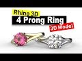 How to Model Split 4-Prong Ring in Rhino (2019): Jewelry CAD Design Tutorial #61