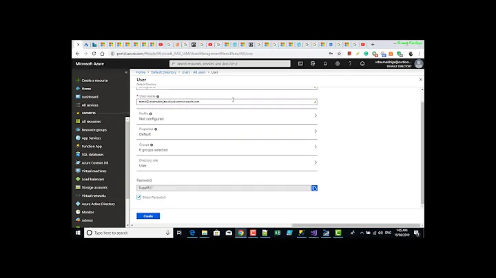 Azure - Create New User In Azure Active Directory for User Identity