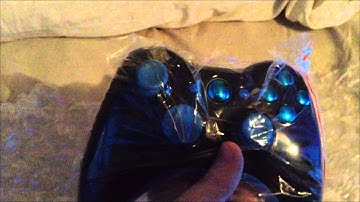 Unboxing Custom New Glossy Black & Chrome Blue Xbox 360 Wireless Controller!!