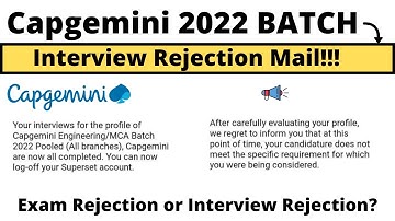 Capgemini Send Interview Rejection Mail 2022 BATCH | Exam Rejection Mail or Interview Rejection Mail