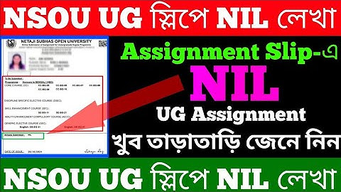 NSOU || UG & BDP Assignment Submission Slip shows NIL 🥺🥺 Why || Assignment 2025 ||