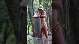 When you catch a fish as big as you😳 #shorts #fishing #bigfish #outdoors #lake #lakelife