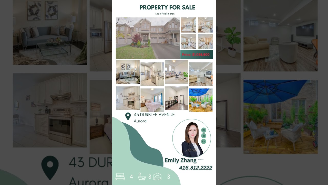 🔥 New Listing by Emily Zhang📍43 Durblee Avenue, Aurora (Rural Aurora)