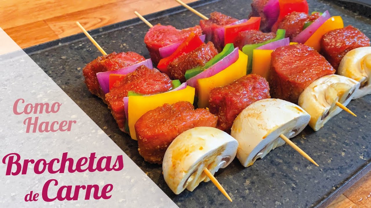 BROCHETAS DE CARNE Y VERDURAS ? Brochetas de carne de res a la plancha -  YouTube