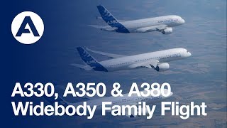 Airbus widebody family flight with the A350 XWB, A380 and A330