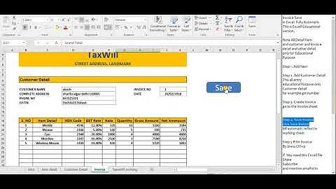 GST bill save in excel fully automatic.