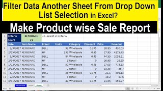 select from drop down and pull data from different sheet