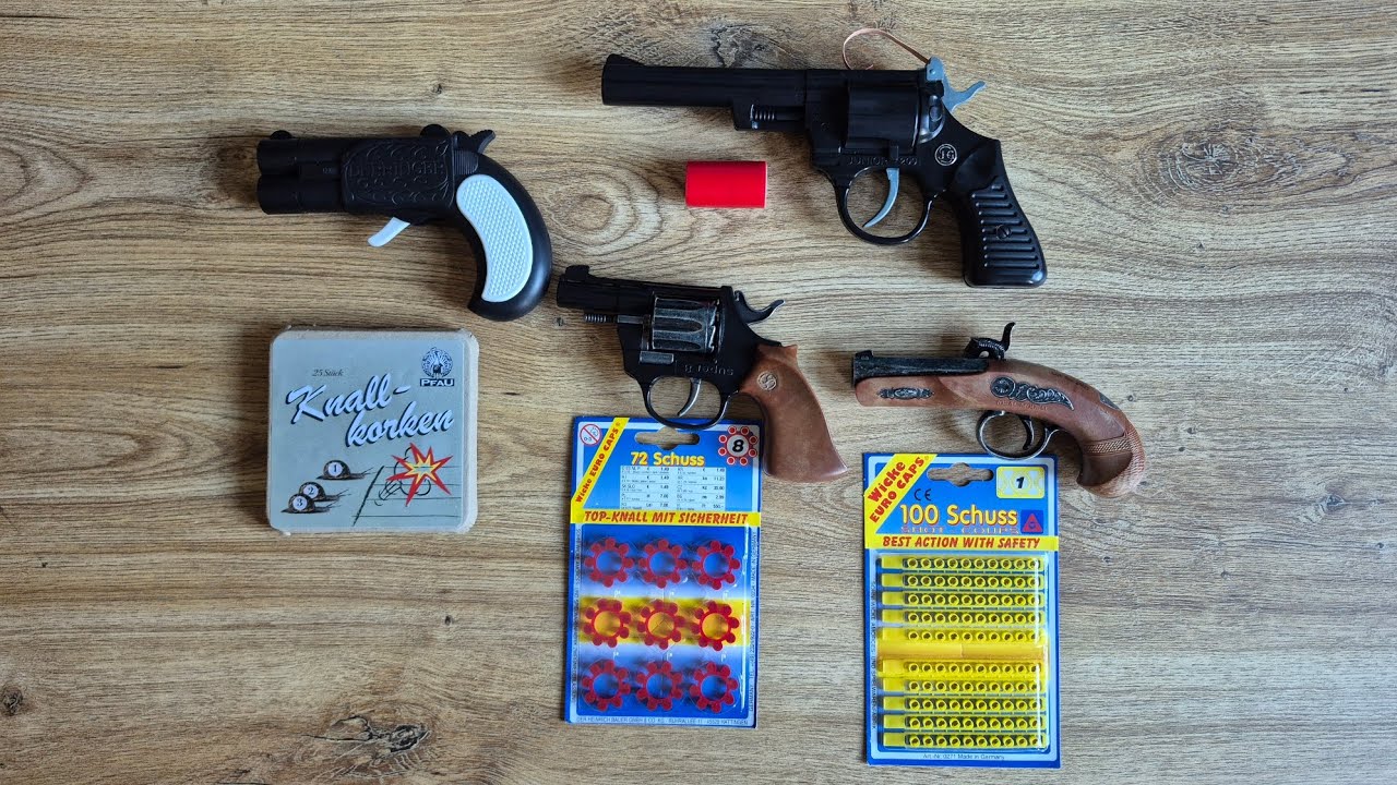 Amorces Pistolen Vergleich und Knallkorken/Karnevalspistolen/Wicke/Zündplättchen 