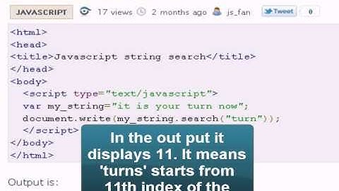JAVASCRIPT Tutoriral : Javascript string search