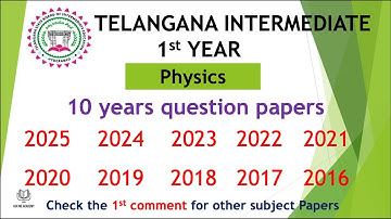 TS Inter 1st Year Physics 2025  2016 10 years previous Question Papers IPE Telangana Papers TG inter