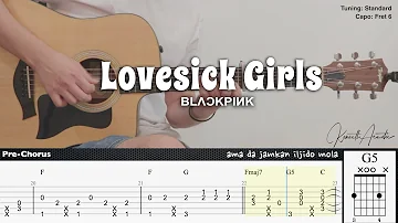 (FREE TAB) Lovesick Girls - BLACKPINK | Fingerstyle Guitar | TAB + Chords + Lyrics
