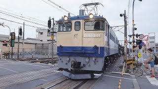 【EF65】高崎線桶川⑦  貨物列車 到着(待避)-発車＆通過