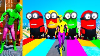 Gta 5 Epic Ragdolls Green Spiderman Vs Red Minion Vs Green Minion (Physics & Funny Fails)