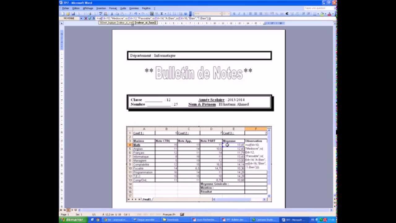 tp7 microsoft excel 2003 bulletin des notes et ins 233 rer how to make a church bulletin in word