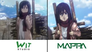 MAPPA vs Wit Studio Animation Comparison of Eren waking up | Attack on Titan Season 4 Part 3