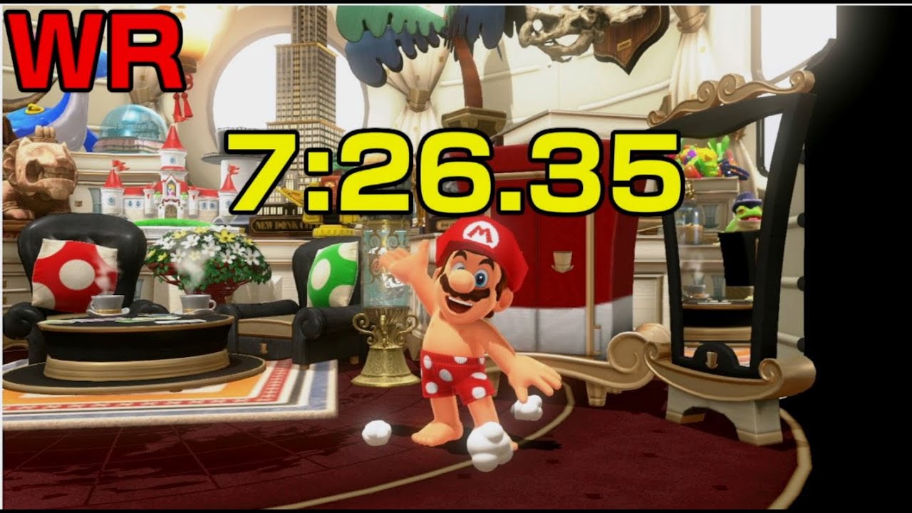 Super Mario eye-tracker nipple% speedrun sees r reset every time  they look at the plumber
