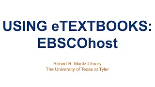 Accessing Your EbscoHost E Textbook1