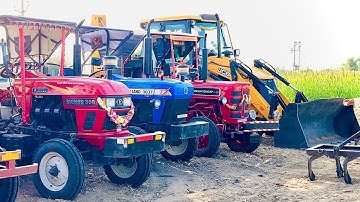 Jcb 3dx Eco Backhoe Loader Machine Loading Red Mud In Mahindra and Swaraj Tractor | Jcb and Tractor