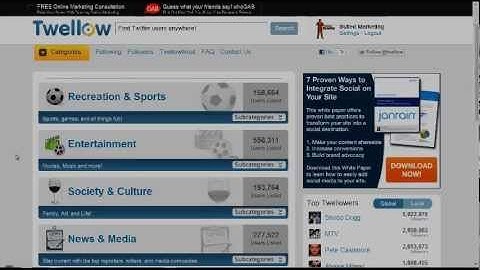 Twellow - Twitter Tutorials - Get 10,000+ Followers