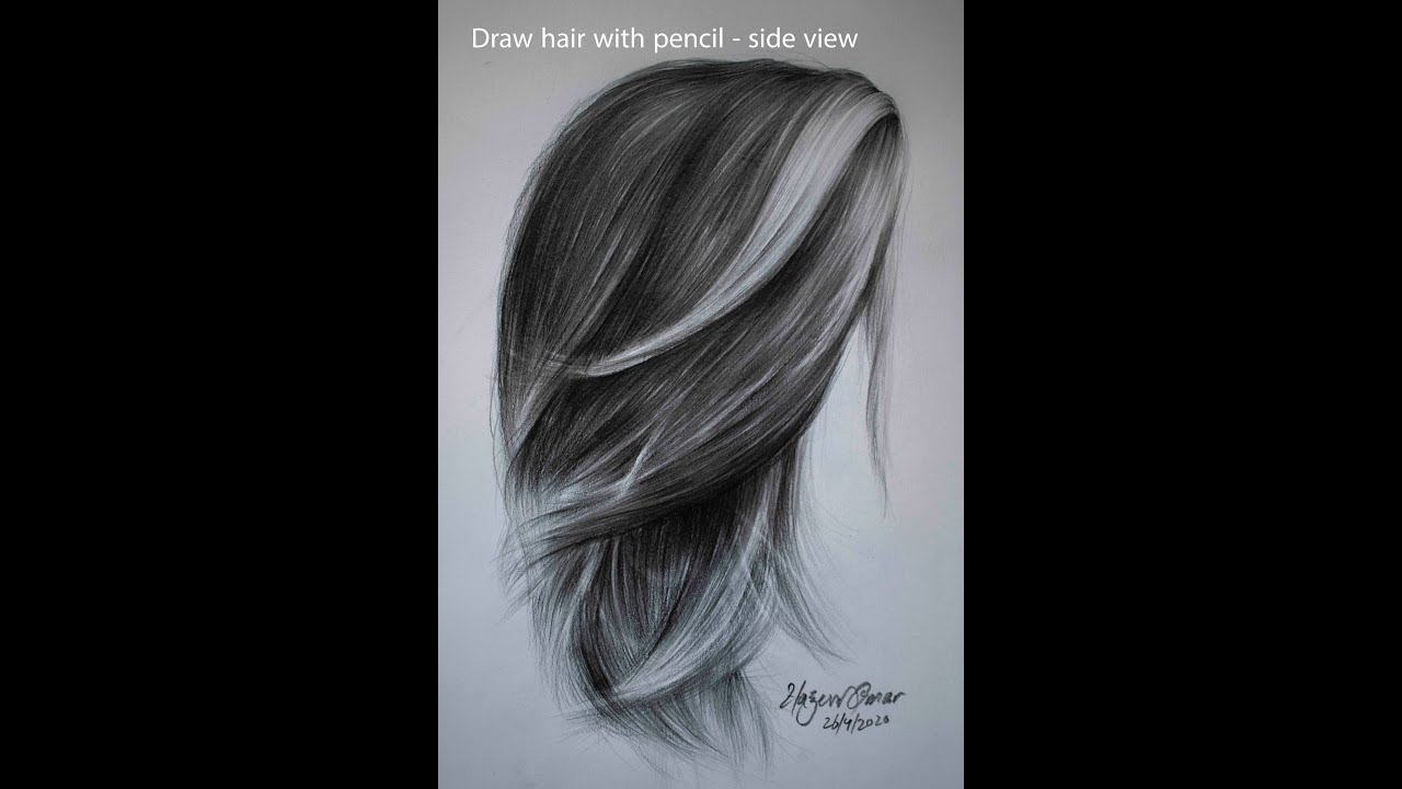 Draw and shade hair with pencil side view - YouTube