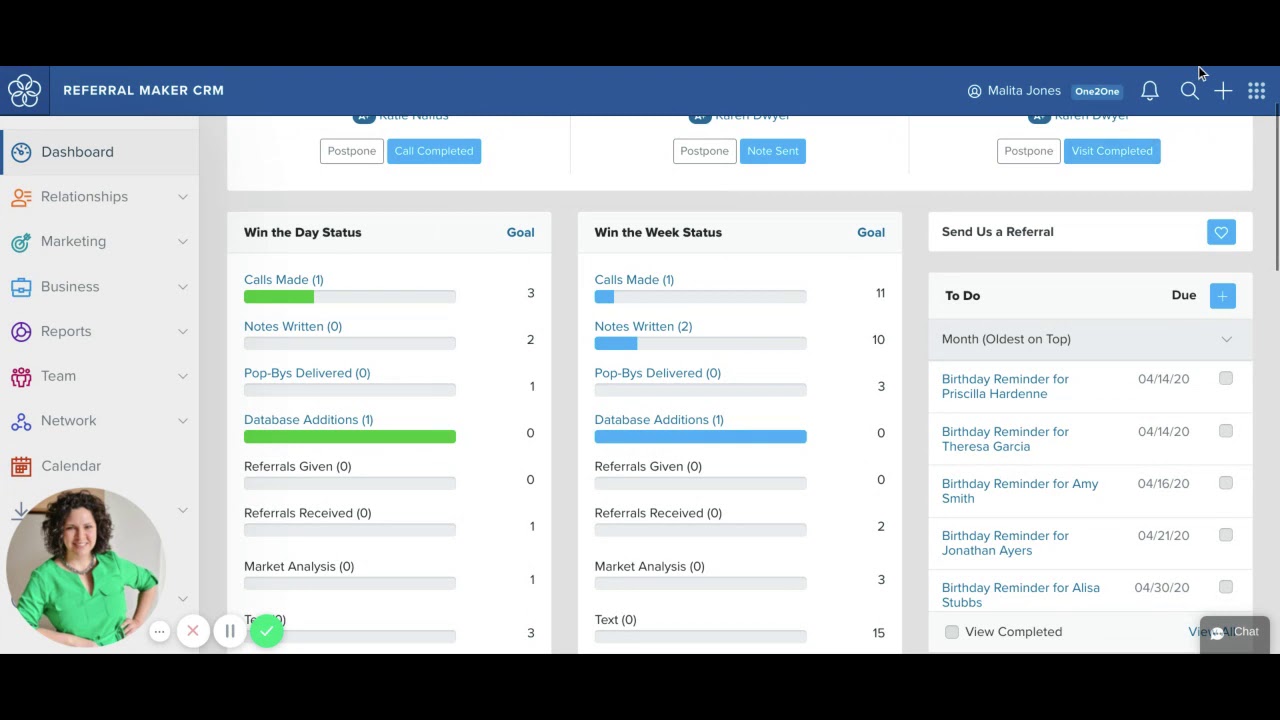 Referral Maker CRM Add Activities to Contact