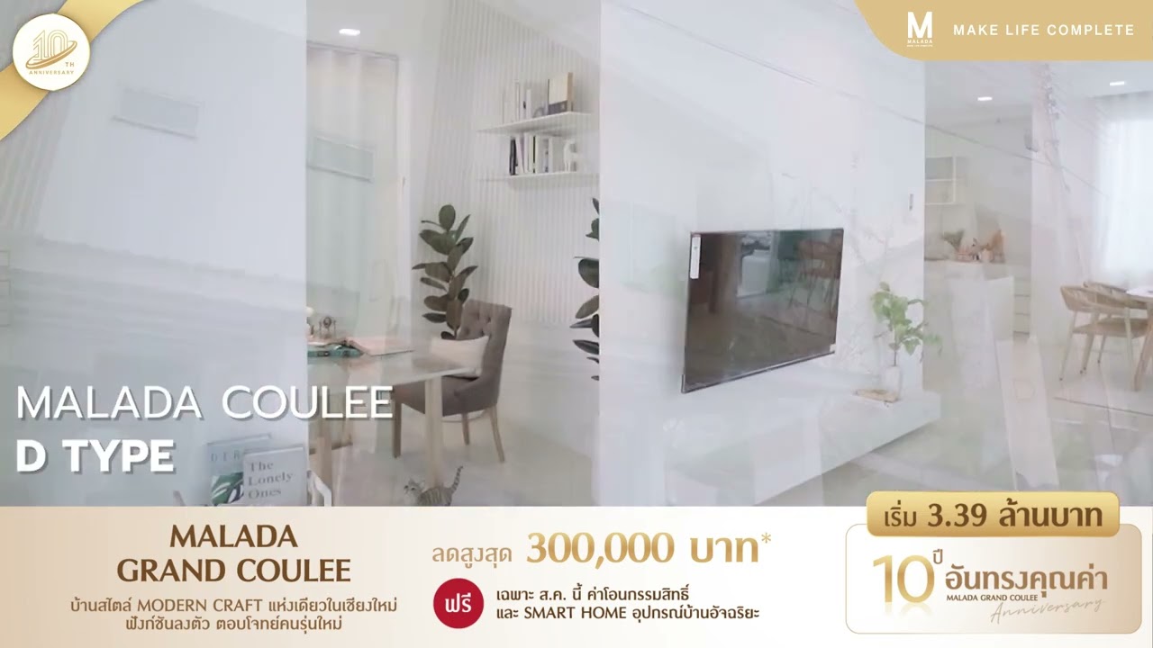 𝐌𝐀𝐋𝐀𝐃𝐀 𝐆𝐑𝐀𝐍𝐃 𝐂𝐎𝐔𝐋𝐄𝐄 บ้านสไตล์ Modern Craft แห่งเดียวในเชียงใหม่ เริ่ม 3.39 ลบ. พร้อมเข้าอยู่