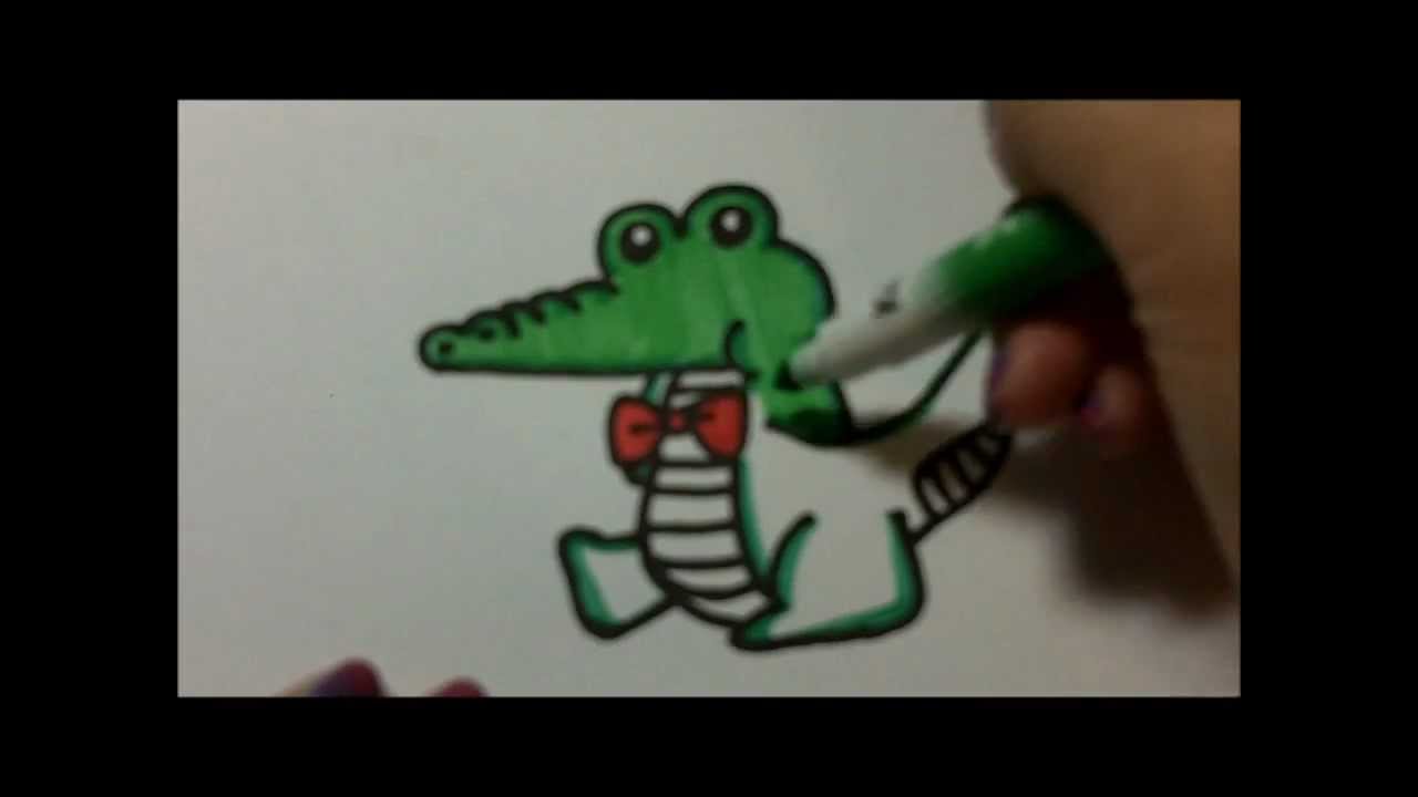 How to#1: Draw a Cartoon Crocodile :DD - YouTube