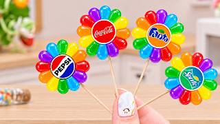 Adorable Rainbow Jelly Cake With Coca Pepsi Fanta Sprite Mini Colorful Cake Recipe Ideas