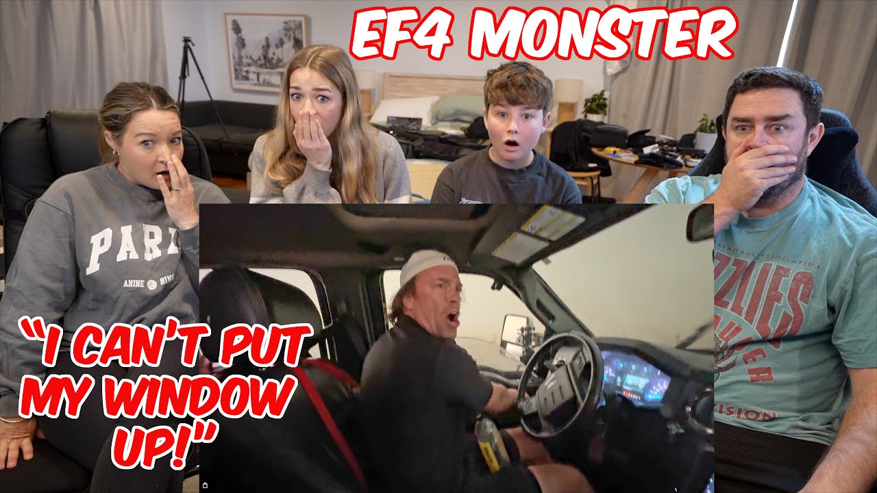 Реакция новозеландской семьи на то, что охотник за ураганами попал в торнадо EF4 (ПРОСТО УЖАСАЕТ).